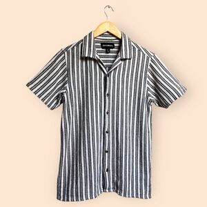 Threadbare Crescendo Striped Revere Collar Short Sleeve Shirt Woven MENS Small